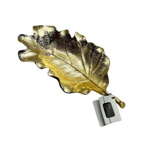 Classic Touch Leaf Shaped Serving Dish Gold Tone 10"x5"